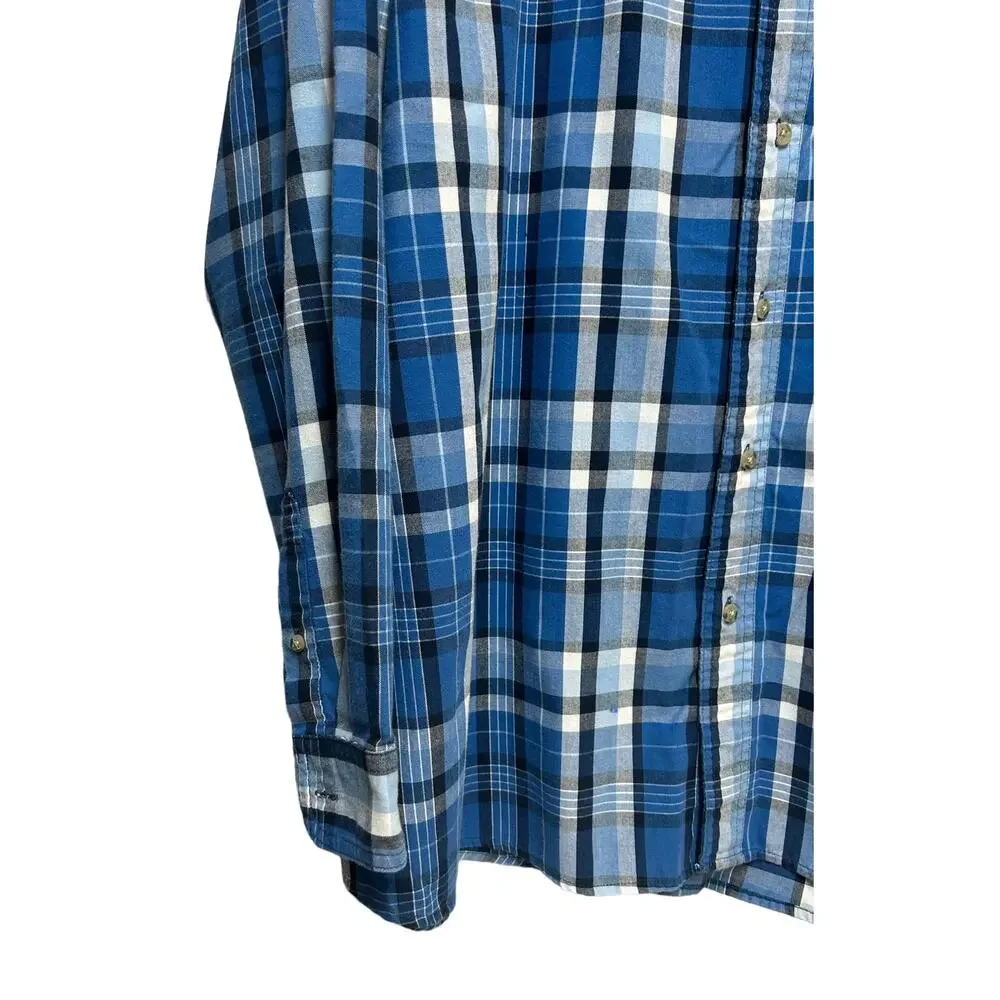 Wrangler Rugged Wear‎ Plaid Button Down Shirt Blue 3XL Tall